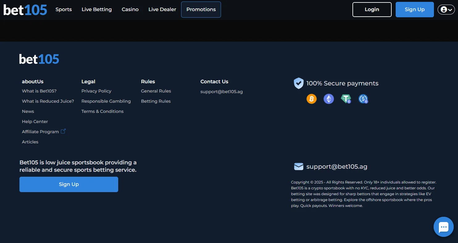 Bet105 deposit and withdrawal options