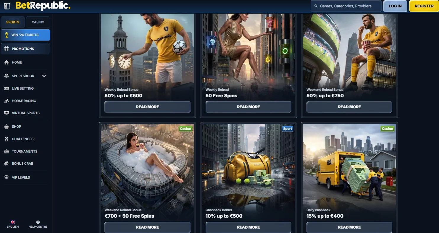 BetRepublic interface and user experience