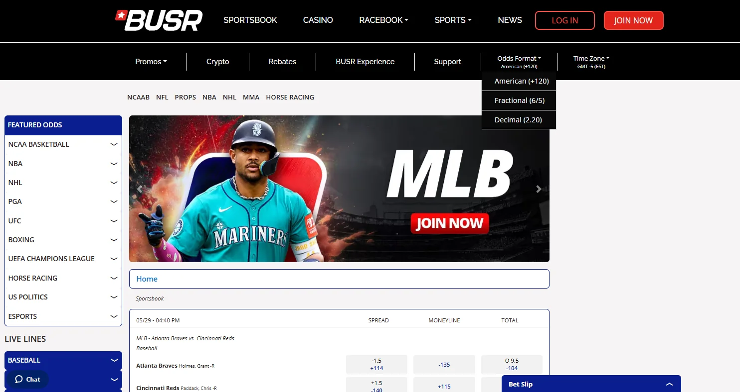 BUSR sportsbook markets and sports coverage