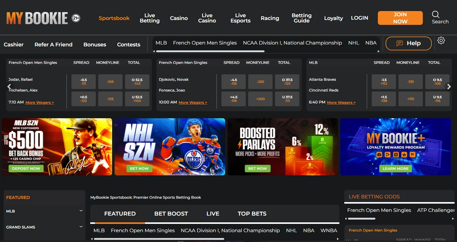 MyBookie sportsbook markets and sports coverage
