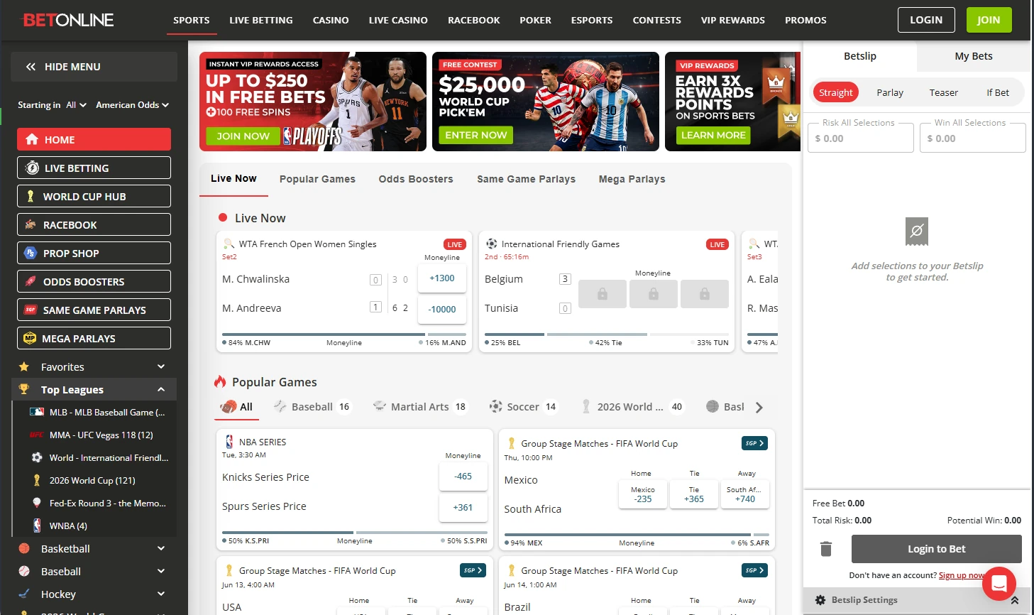 BetOnline.ag website screenshot